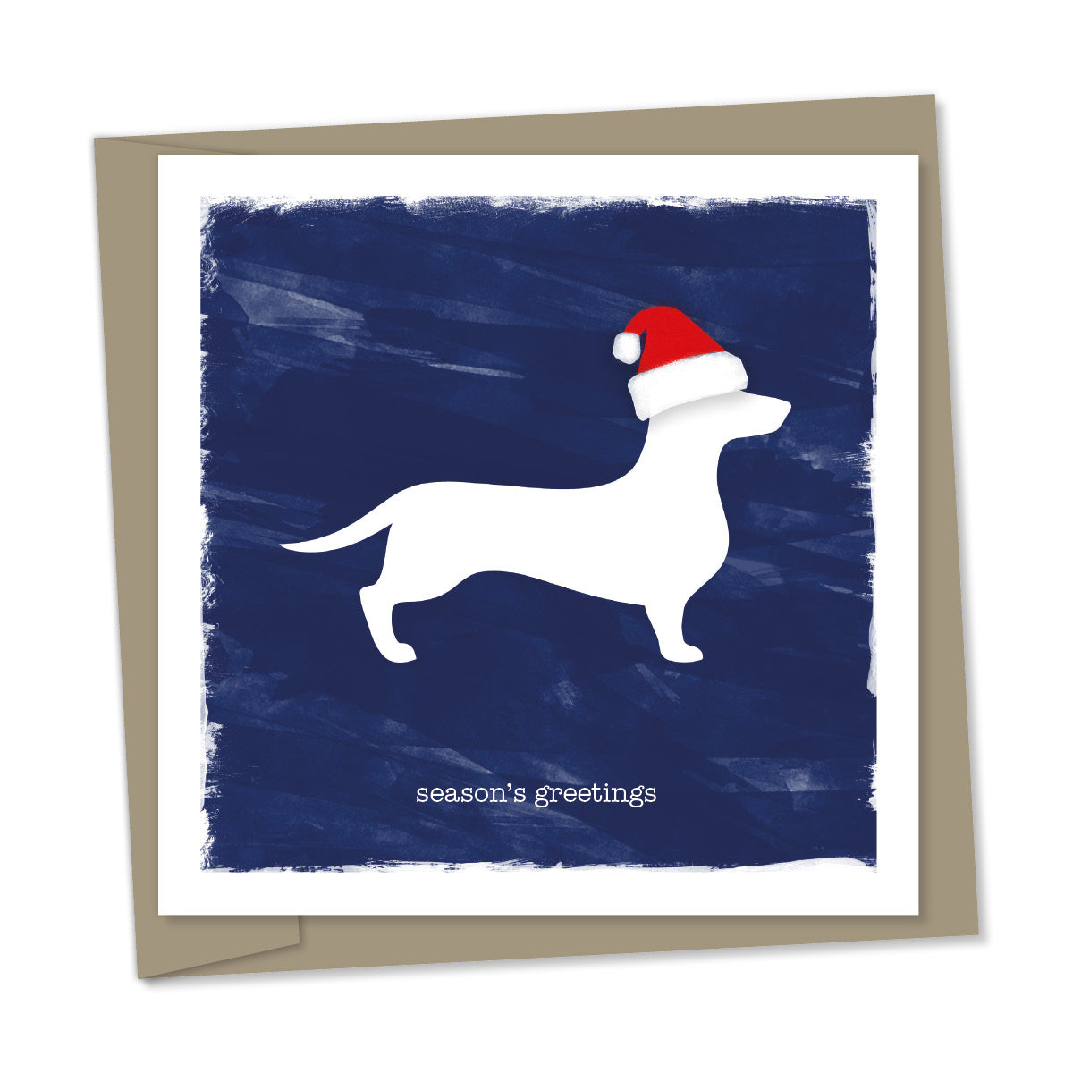 white christmas daschund – blue background