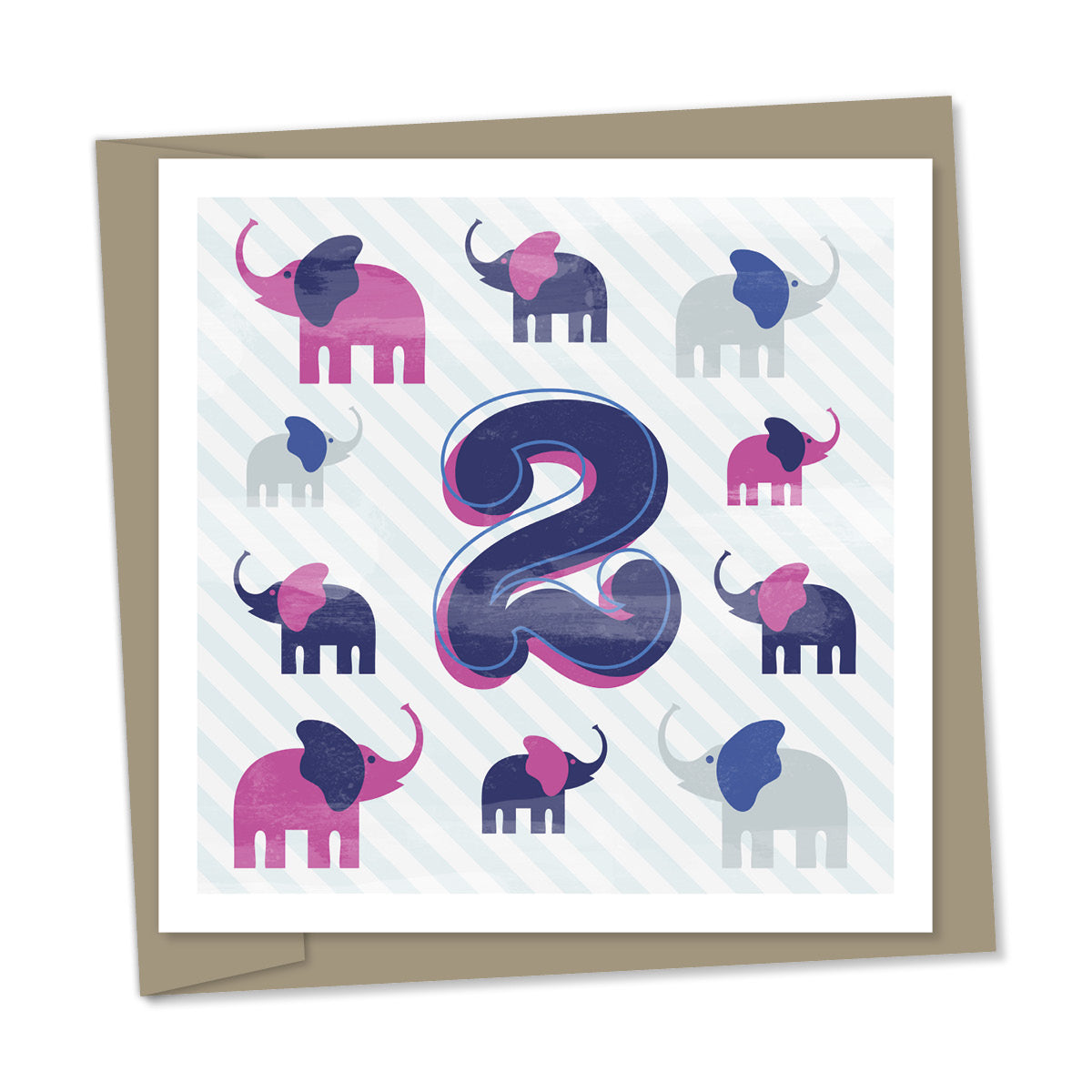 2nd birthday card – elephants