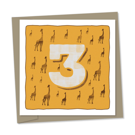 3rd birthday card – giraffes