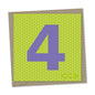 4th birthday card – purple number, green triangles background