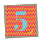 5th birthday card – pale blue number, pink and orange zig zag background