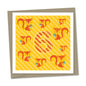 6th birthday card – red squirrels, yellow striped background
