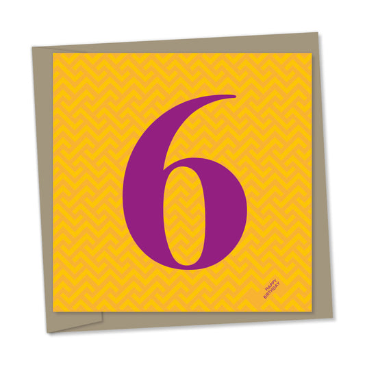 6th birthday, purple number, orange maze background