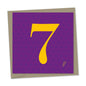 7th birthday card – orange 7 on purple hexagon pattern background