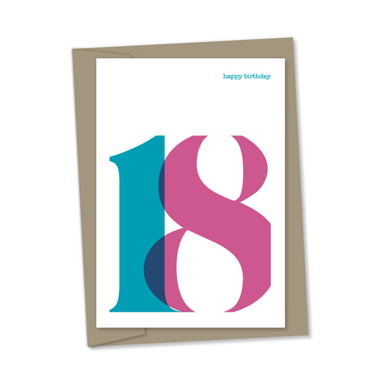 18th Birthday card overlapping numbers