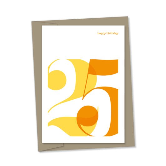 25th Birthday card overlapping numbers