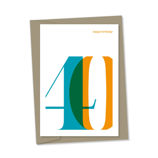 40th Birthday card overlapping numbers