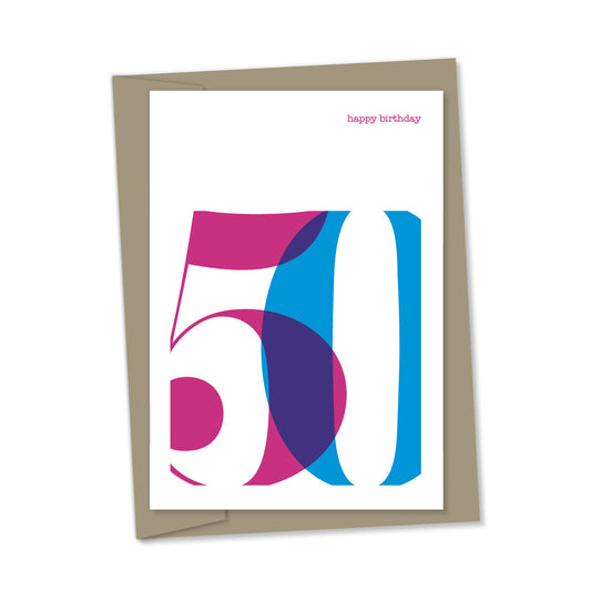 50th Birthday card overlapping numbers