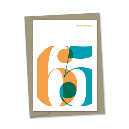 65th Birthday card overlapping numbers