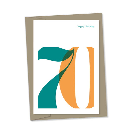 70th Birthday card overlapping numbers
