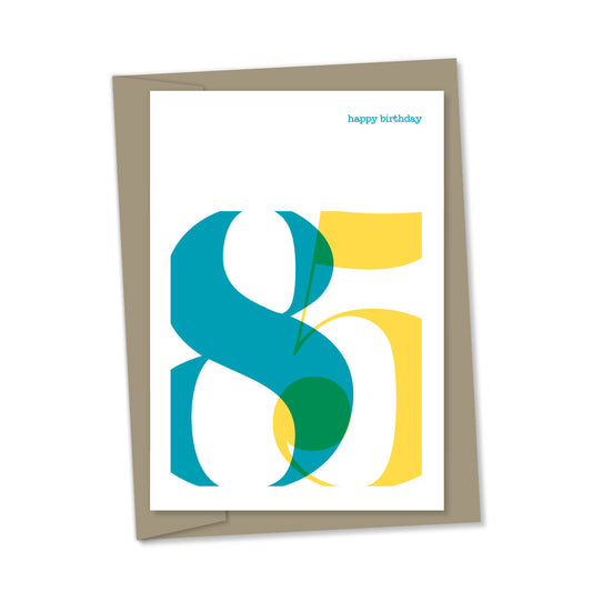 85th Birthday card overlapping numbers
