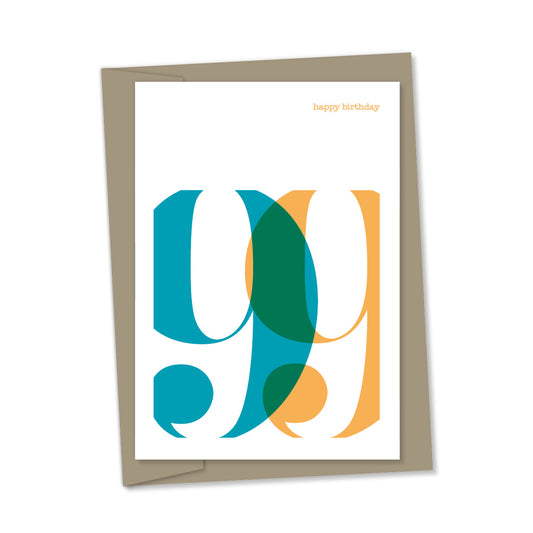 99th Birthday card overlapping numbers