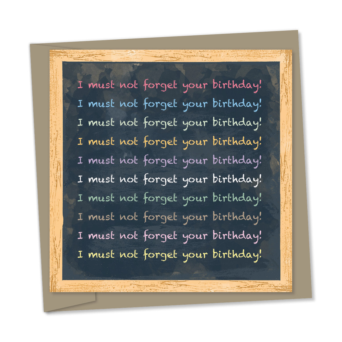 I mustn't forget your birthday! chalk on blackboard – birthday card