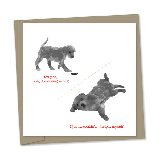 fox poo, dark puppy rolling in it – 'I just... couldn't... help... myself'