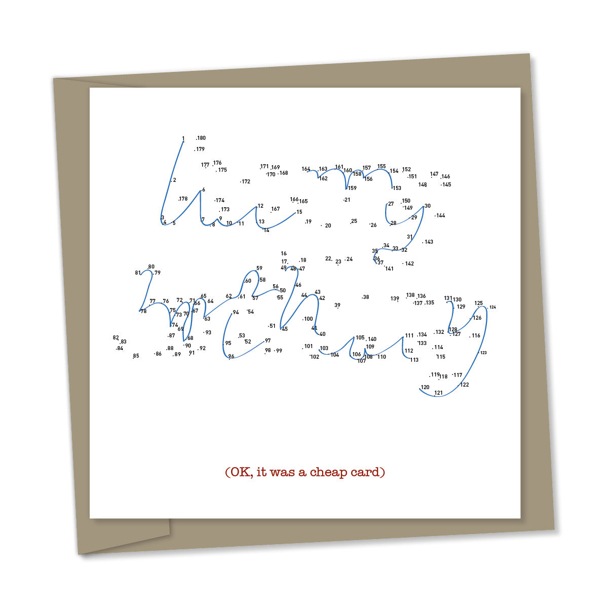 join the dots – happy birthday – OK, it was a cheap card