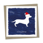 white christmas daschund – blue background