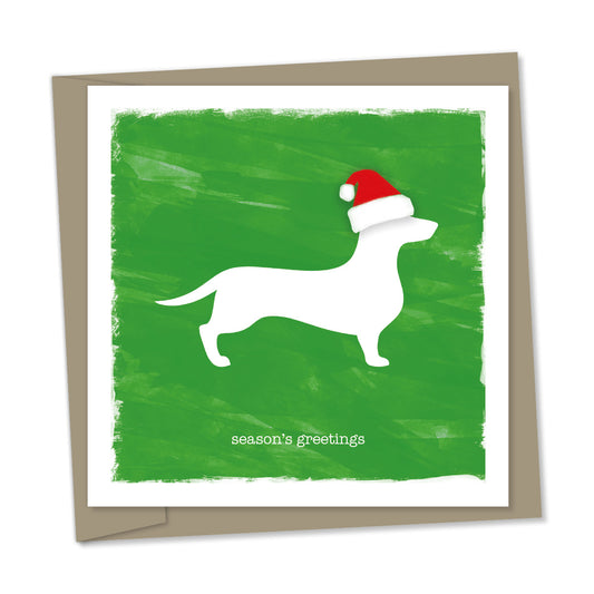 white christmas daschund – green background