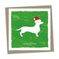 white christmas daschund – green background