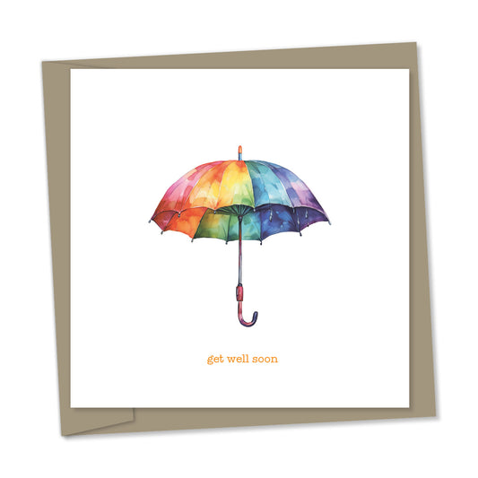 get well soon – rainbow umbrella