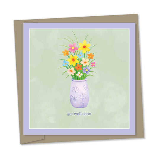 get well soon – spring flowers in vase
